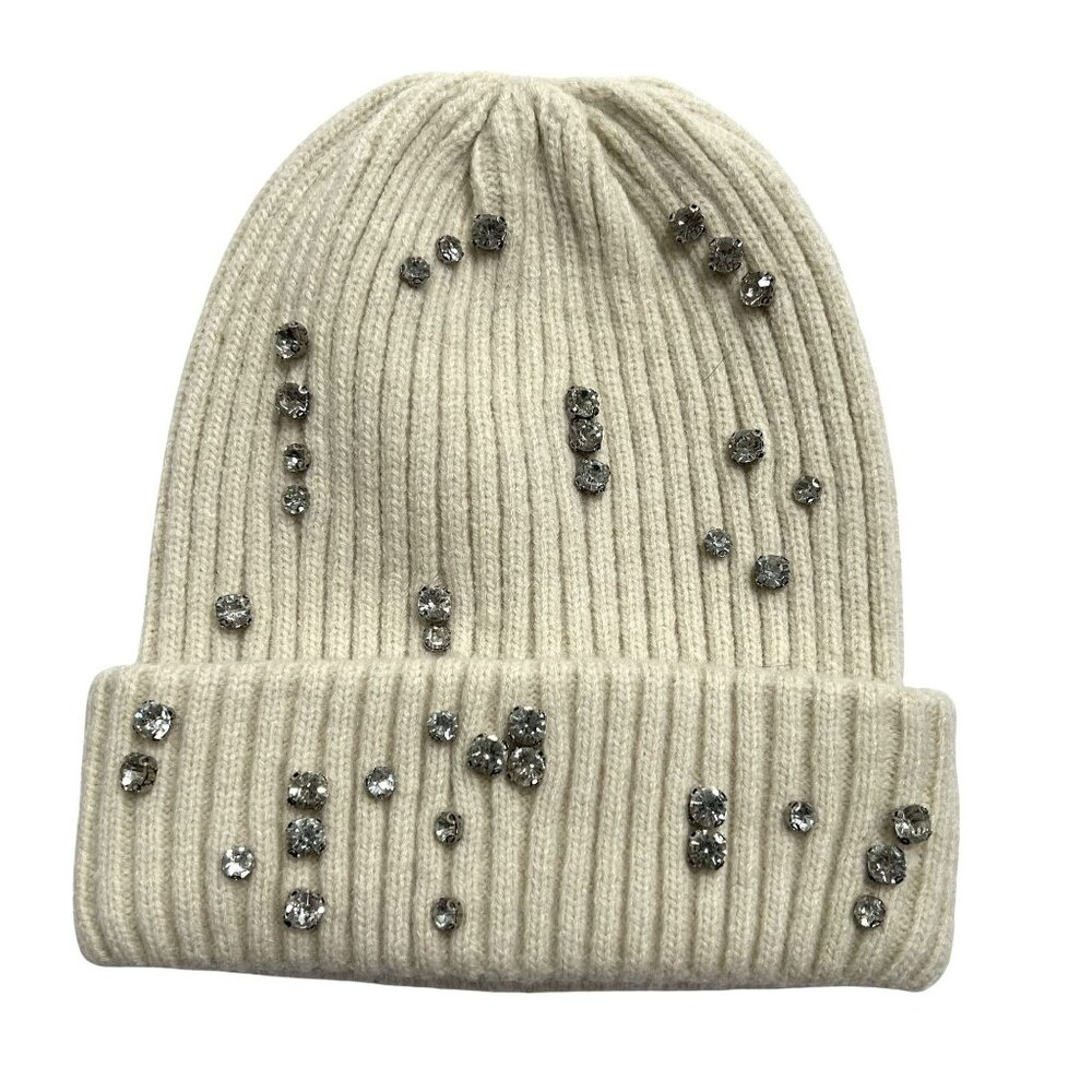 Forever 21 Embellished Beanie in Ivory